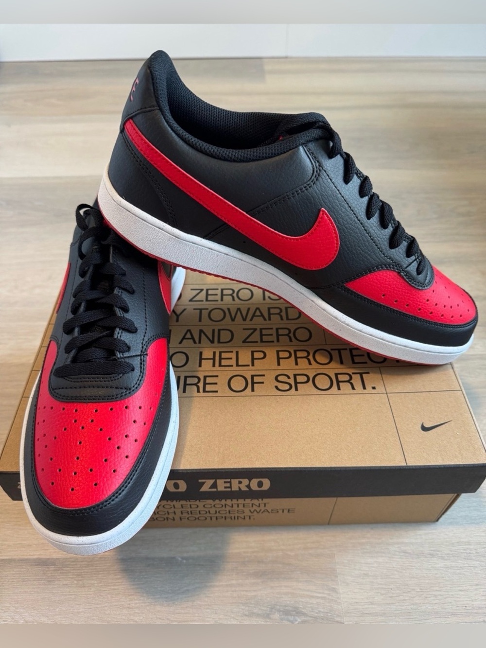 Nike Court Vision Low Next Nature
"Bred" Black University Red NIB 13